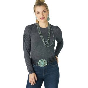 Wrangler Retro Ladies' Shimmer Puff Long Sleeve Top Size Small